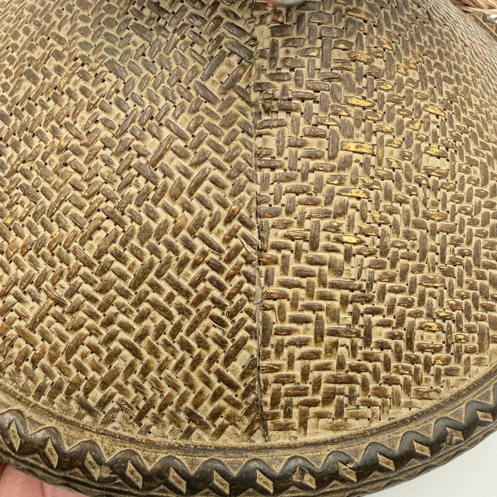 Vintage Bird Finial Lid Boho Woven Look Decorative Cover 7.5 Inch - Picture 5 of 12